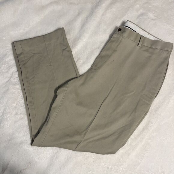 Roundtree & Yorke Pants Mens 38 x 32 Khaki Chino Classic Flat Front - Picture 1 of 4